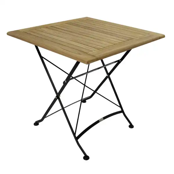 Bild 1 von Klapptisch 75 x 75 cm Flachstahl Schwarz und Teakholz