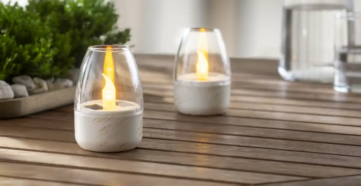 Bild 3 von IDEENWELT 2er Set Solar-Windlichter offhwhite gold