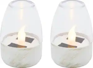 IDEENWELT 2er Set Solar-Windlichter offhwhite gold