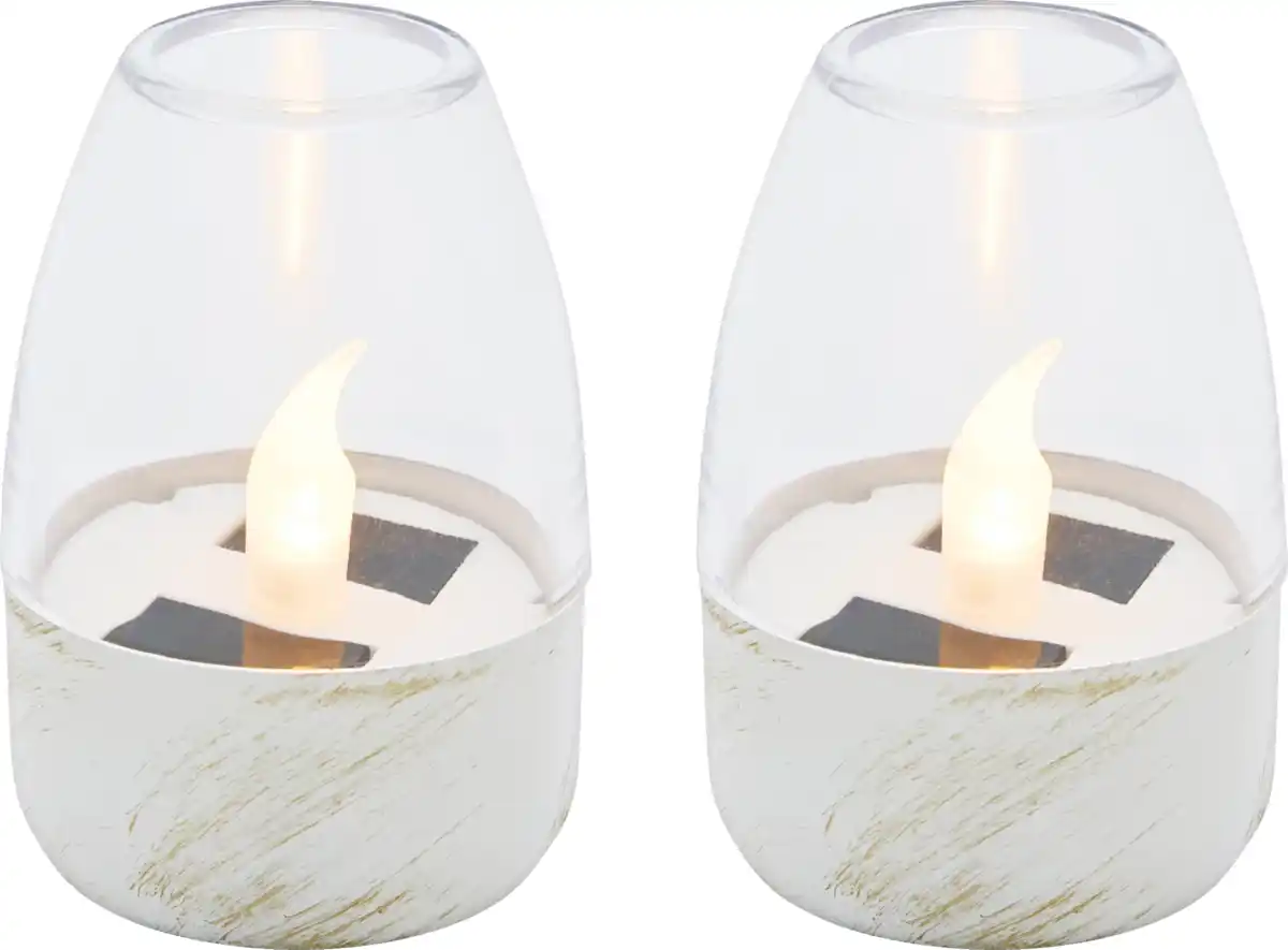 Bild 1 von IDEENWELT 2er Set Solar-Windlichter offhwhite gold