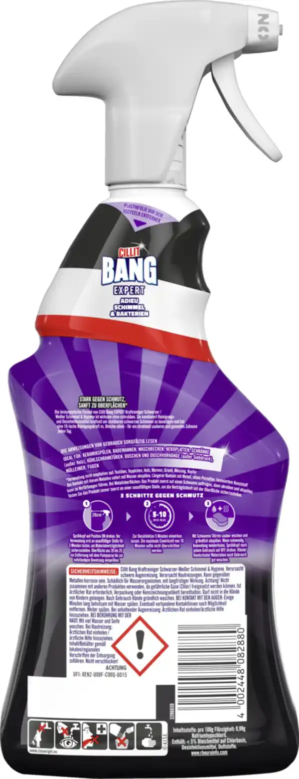 Bild 2 von Cillit BANG Kraftreiniger Schwarzer/Weißer Schimmel & Hygiene, 750 ml