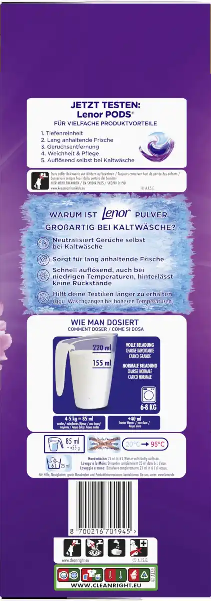 Bild 3 von Lenor Colorwaschmittel Pulver Blütentraum 90 WL