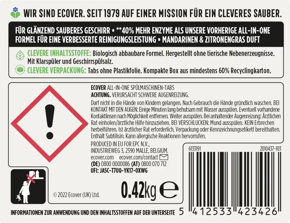 Bild 2 von Ecover Spülmaschinentabs All-In-One Power 24 Tabs