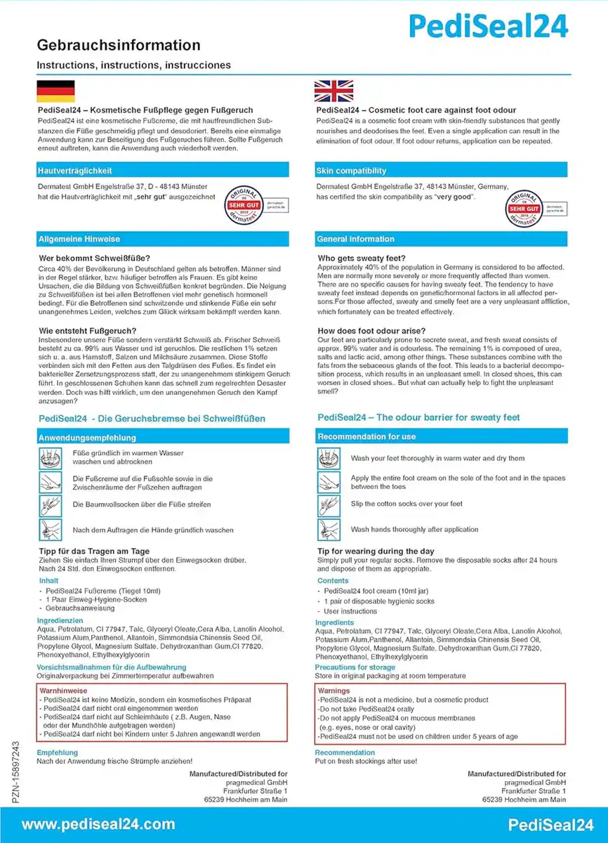 Bild 2 von PediSeal24 Fußcreme gegen Fußgeruch mit Langzeitwirkung, 10 ml