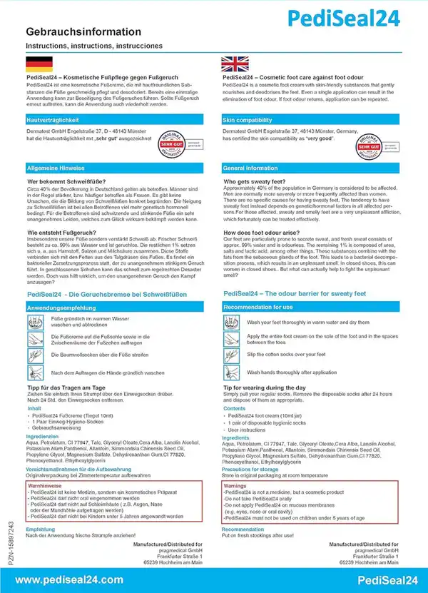 Bild 2 von PediSeal24 Fußcreme gegen Fußgeruch mit Langzeitwirkung, 10 ml