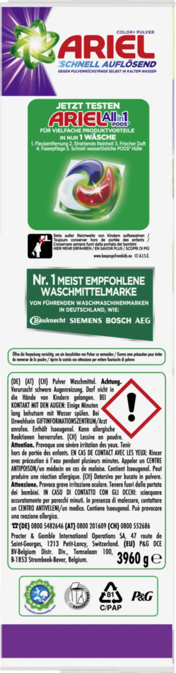 Bild 2 von Ariel Colorwaschmittel Pulver Color, 72 WL