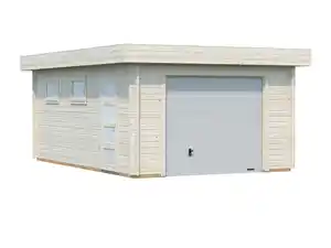 Palmako Fertiggarage Rasmus 360 x 550 cm mit Sektionaltor naturbelassen