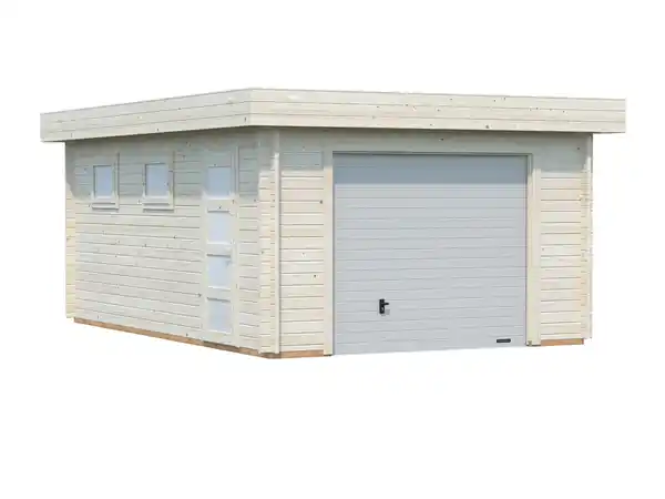 Bild 1 von Palmako Fertiggarage Rasmus 360 x 550 cm mit Sektionaltor naturbelassen