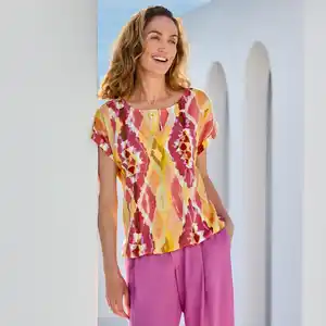Damen-Bluse aus Viskose und Leinen