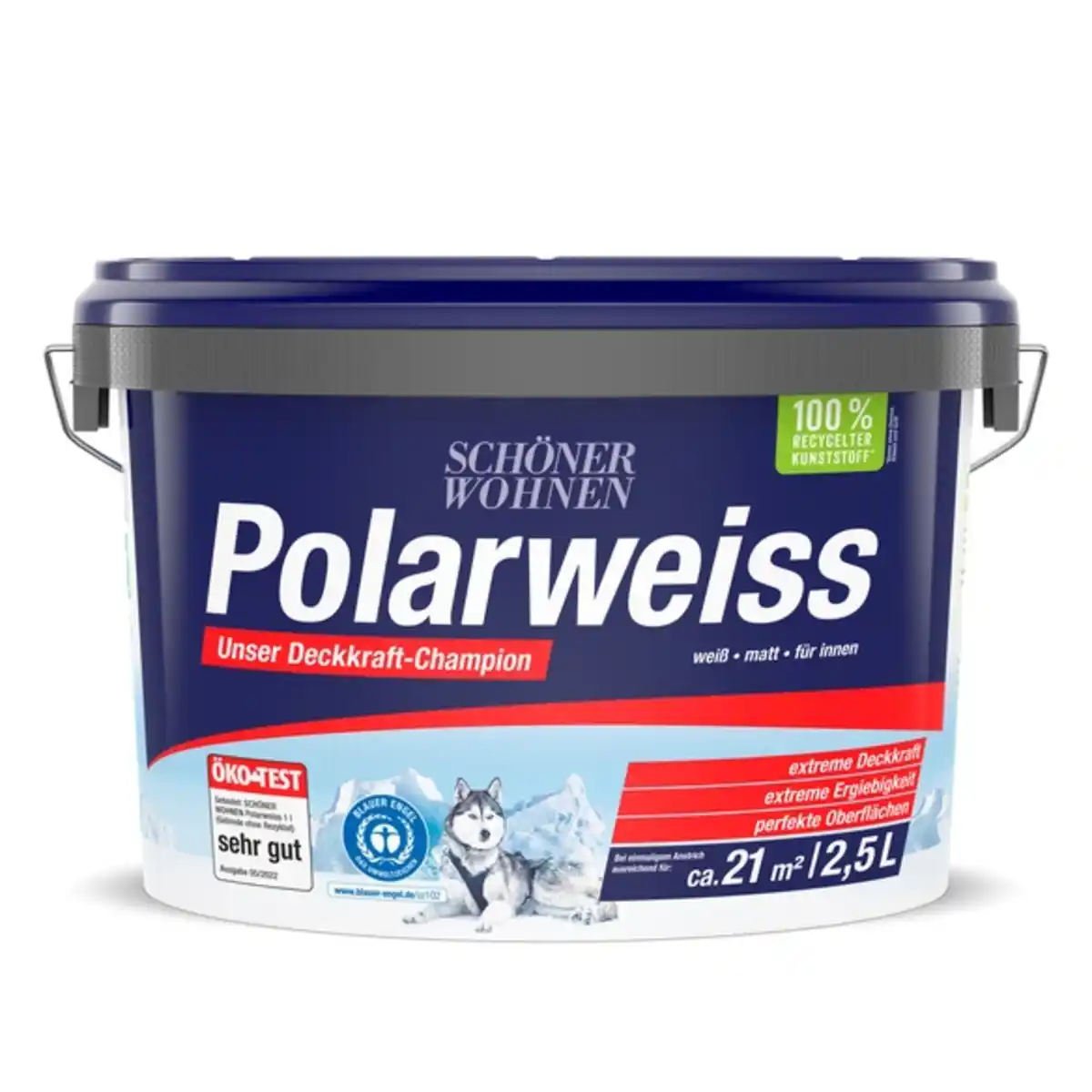 Bild 1 von Innenfarbe »Polarweiss«, 2,5 Liter, weiß, matt