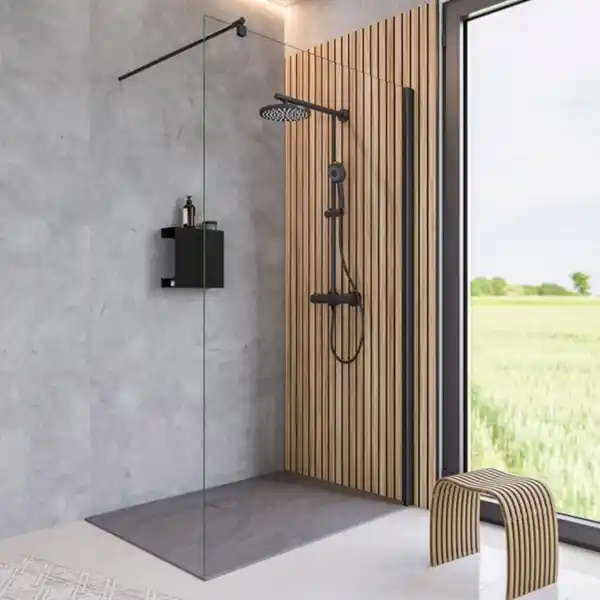 Bild 1 von Walk-In Dusche »Black Style«, Höhe: 200 cm, eckig, mattschwarz
