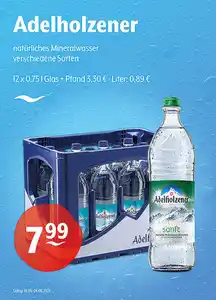Adelholzener natürliches Mineralwasser verschiedene Sorten