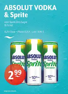 ABSOLUT VODKA & Sprite oder Sprite Zero Sugar 10 % Vol.