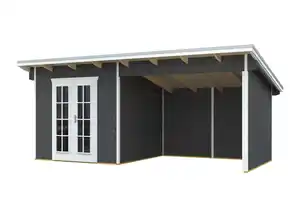 SKAN HOLZ Gartenhaus Texel 550 x 250 cm schiefergrau mit Fußboden