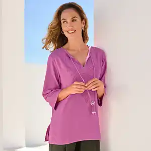 Damen-Bluse aus Viskose und Leinen