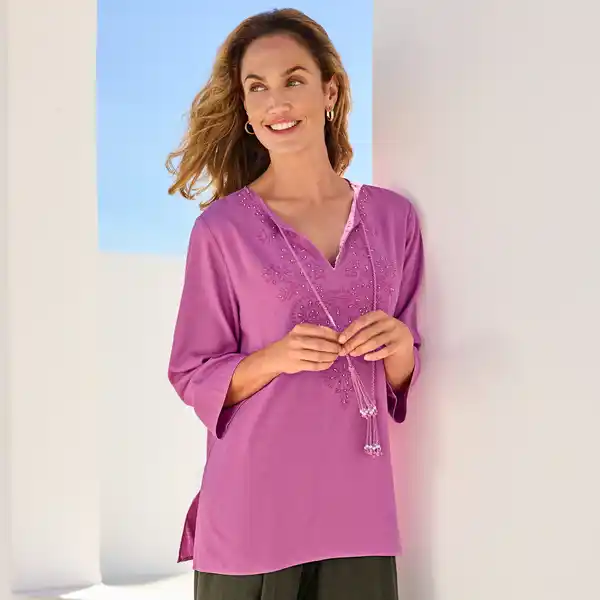 Bild 1 von Damen-Bluse aus Viskose und Leinen