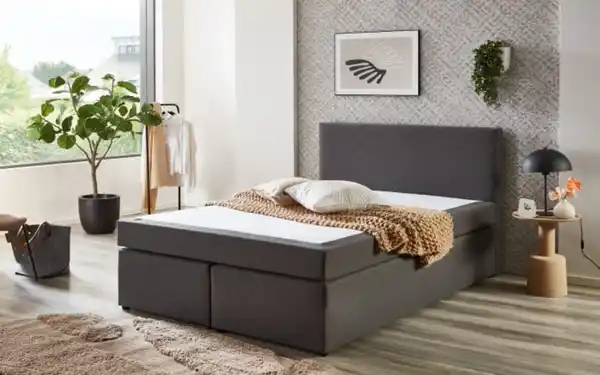 Bild 1 von Boxspringbett Aspen, grau, 160 x 200 cm