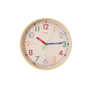 Wanduhr, Ă 30 cm, Holzoptik, bunt