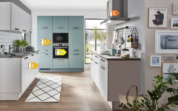 Bild 4 von Nobilia - Einbauküche Torna, seidengrau/aqua, inkl. Elektrogeräte