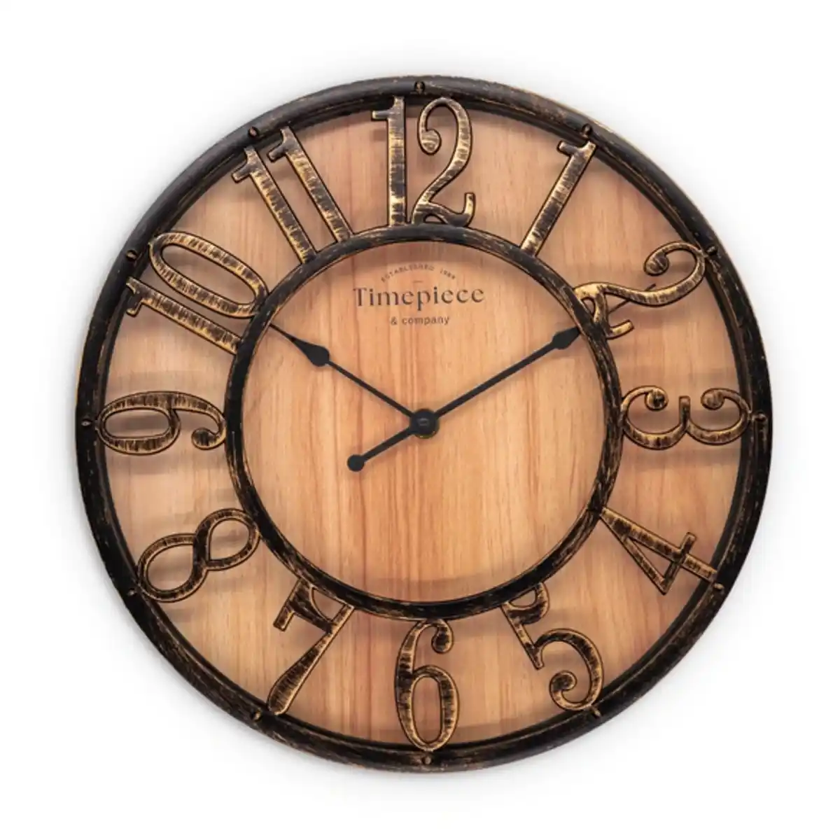 Bild 2 von Wanduhr, Ø 40 cm, Holz/Kunststoff, kupfer/schwarz