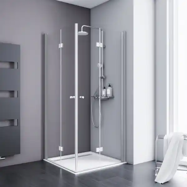 Bild 1 von Eckeinstieg »Alexa Style 2.0«, BxH: 80 x 192 cm, Sicherheitsglas, transparent/aluminiumfarben