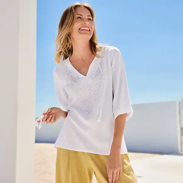 Bild 1 von Damen-Bluse aus Viskose und Leinen