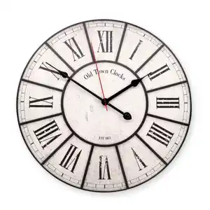 Wanduhr (Analog), Ø: 40 cm, Vintage-Optik, schwarz/beige