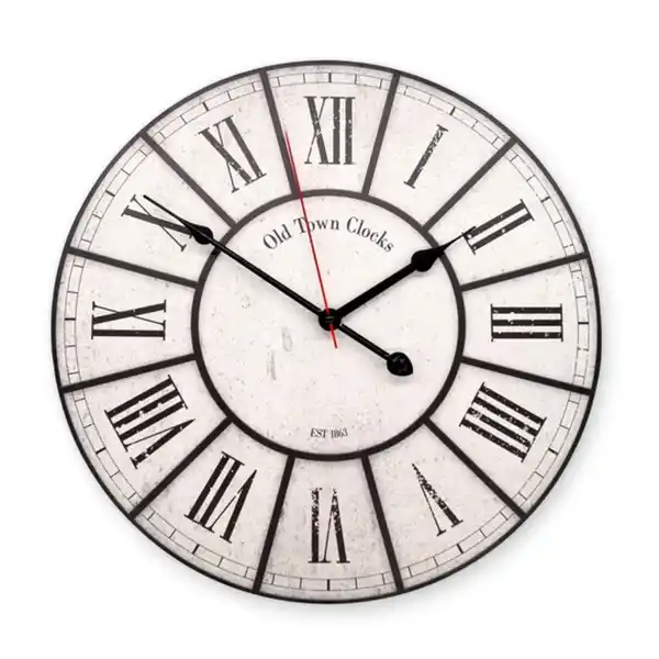Bild 1 von Wanduhr (Analog), Ø: 40 cm, Vintage-Optik, schwarz/beige