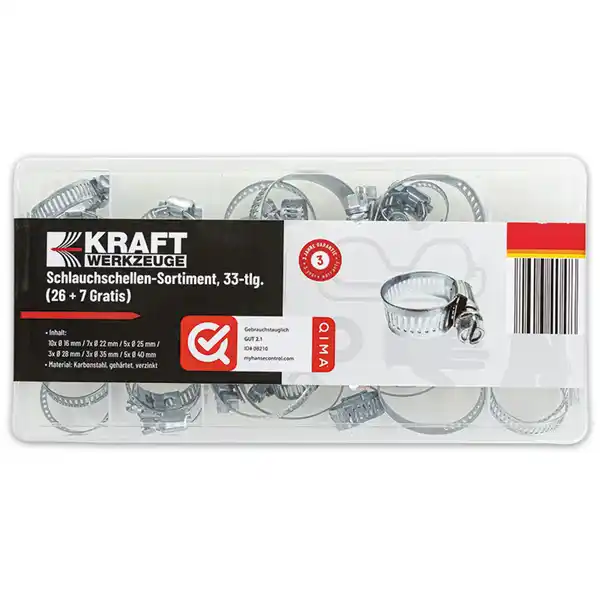 Bild 1 von Kraft Werkzeuge Schlauchschellen-Sortiment 33tlg.