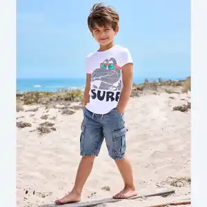 Kinder-Jungen-Jeans-Bermudas mit Kordelzug