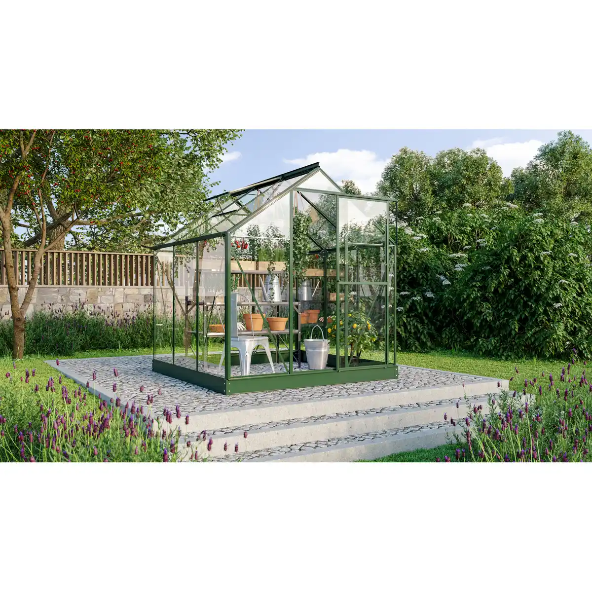 Bild 1 von Vitavia Gewächshaus 'Triton 3800' 190,4 x 190,4 cm mit 3 mm Sicherheitsglas smaragdfarben