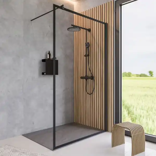 Bild 1 von Walk-In Dusche »Black Style«, Höhe: 200 cm, eckig, mattschwarz