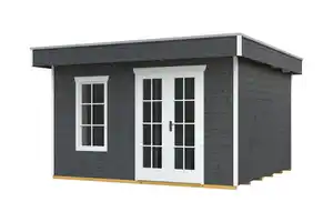 SKAN HOLZ Gartenhaus Breda 380 x 300 cm schiefergrau mit Fußboden