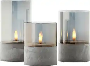 Brilliant LED Tischleuchten Kerzen Bougie grau rauchglas 3 Stück