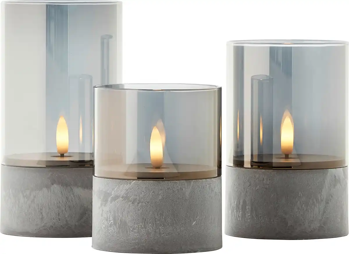 Bild 1 von Brilliant LED Tischleuchten Kerzen Bougie grau rauchglas 3 Stück