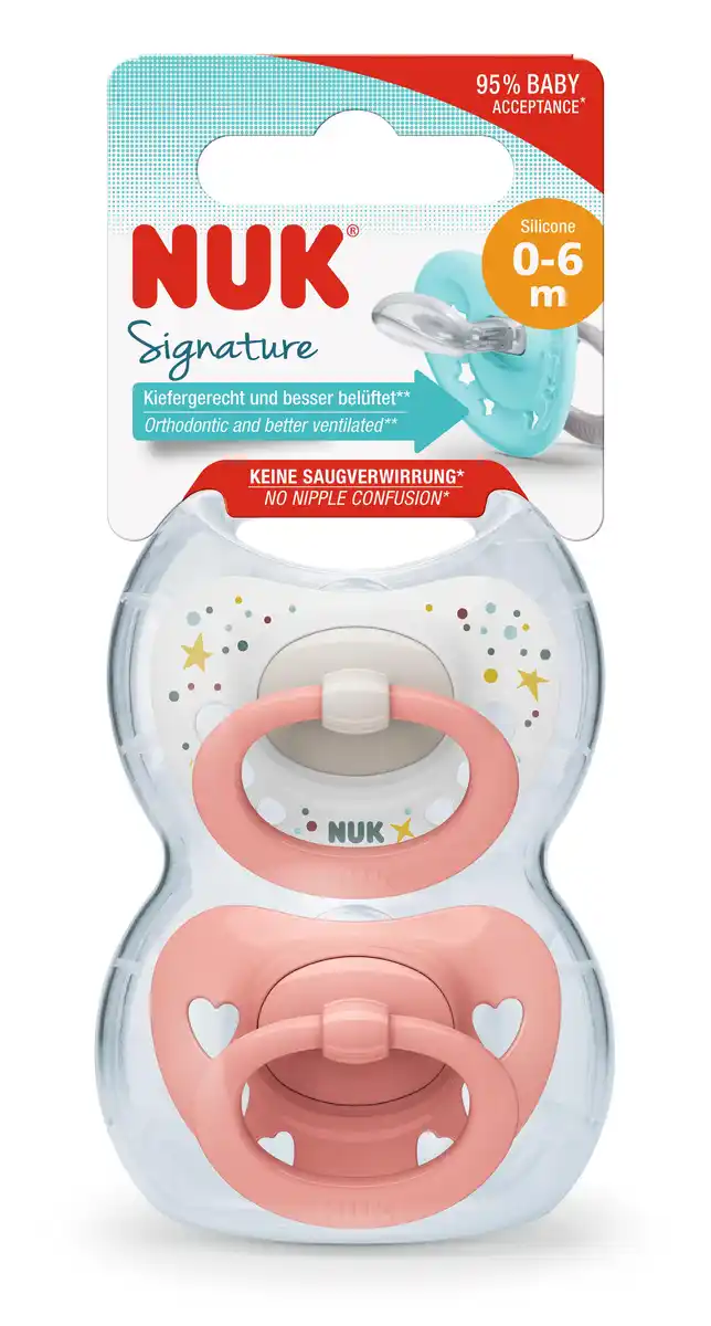 Bild 1 von NUK Schnuller Signature Silikon 0-6 Monate, 2 Stk