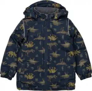 Mikk-Line  Winterjacke mit Dino-Muster, blau, Gr. 110/116
