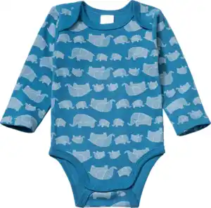 ALANA Langarmbody mit Elefanten-Muster, blau, Gr. 86/92