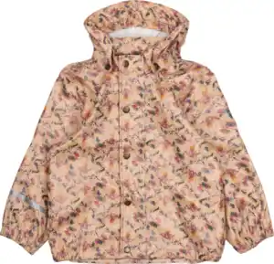 Mikk-Line Regenjacke mit Blumen-Muster, braun & rosa, Gr. 98/104