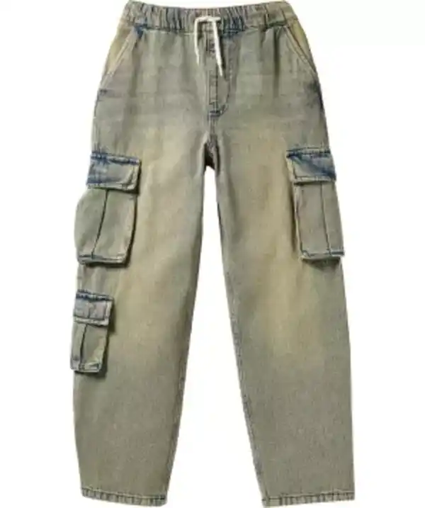 Bild 1 von Ausgewaschene Cargo-Jeans, jeansblau hell ausgewaschen
