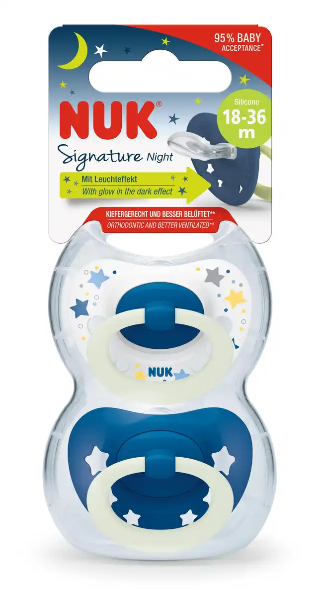 Bild 1 von NUK Schnuller Signature Night Silikon 18-36 Monate, 2 Stk