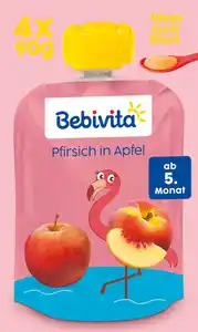 Bebivita Baby Quetschbeutel Pfirsich in Apfel, 360 g