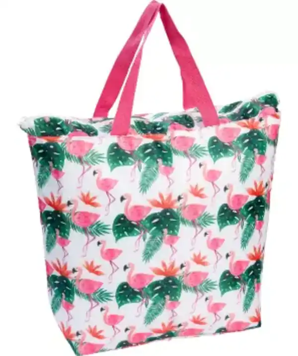 Bild 1 von Kühltasche Flamingos, grün/weiß