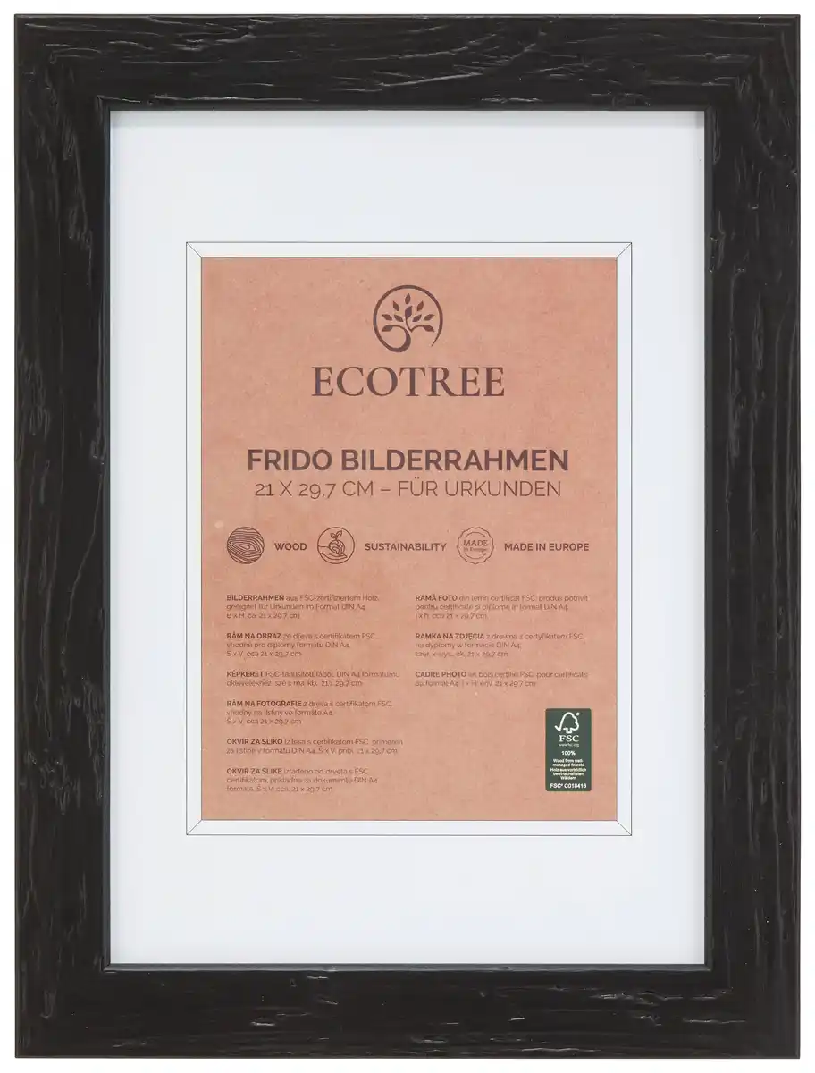 Bild 1 von Bilderrahmen Frido in Naturfarben aus Echtholz, Schwarz
