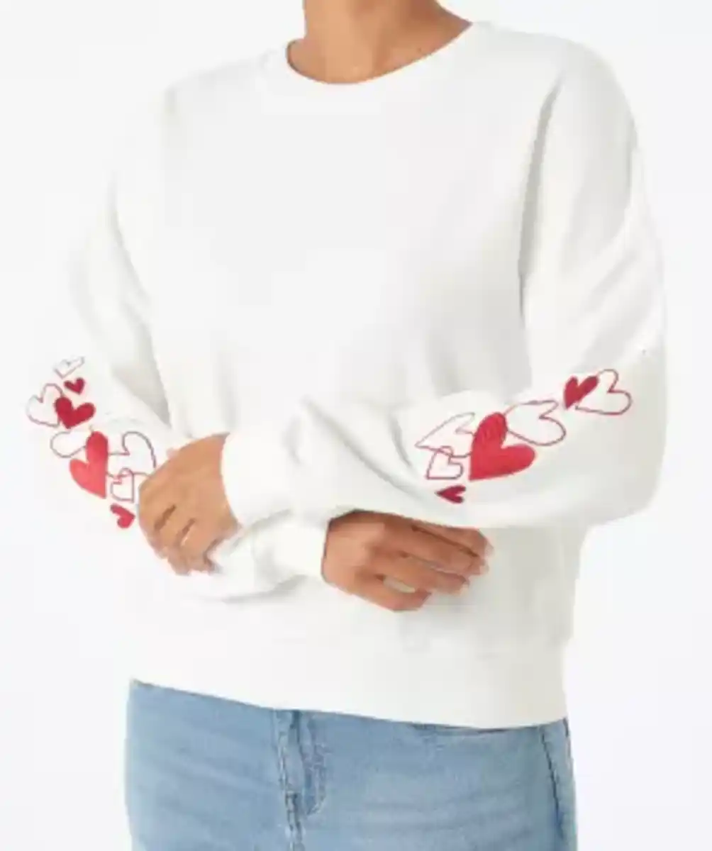 Bild 1 von Sweatshirt mit Stickereien, offwhite