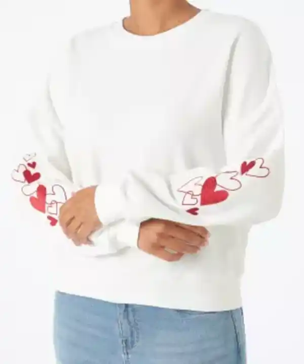 Bild 1 von Sweatshirt mit Stickereien, offwhite