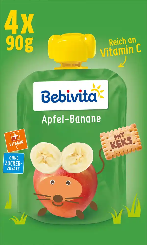 Bild 1 von Bebivita Quetschbeutel Frucht und Keks, 360 g