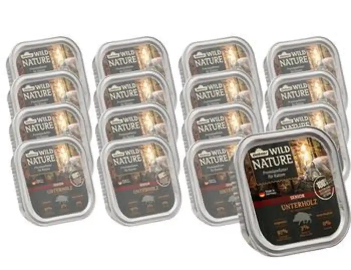 Bild 1 von Dehner Wild Nature Nassfutter für Katzen Unterholz Senior, Wildschwein, 16 x 100 g