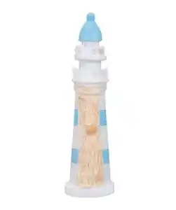 Maritimer Deko-Leuchtturm, weiß/blau