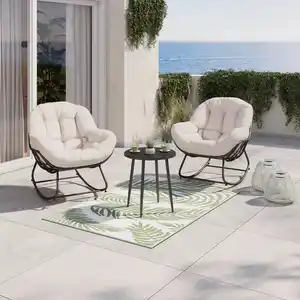 Balkonset Isabel Creme Metall/Textil inkl. Abdeckung, Creme, Schwarz